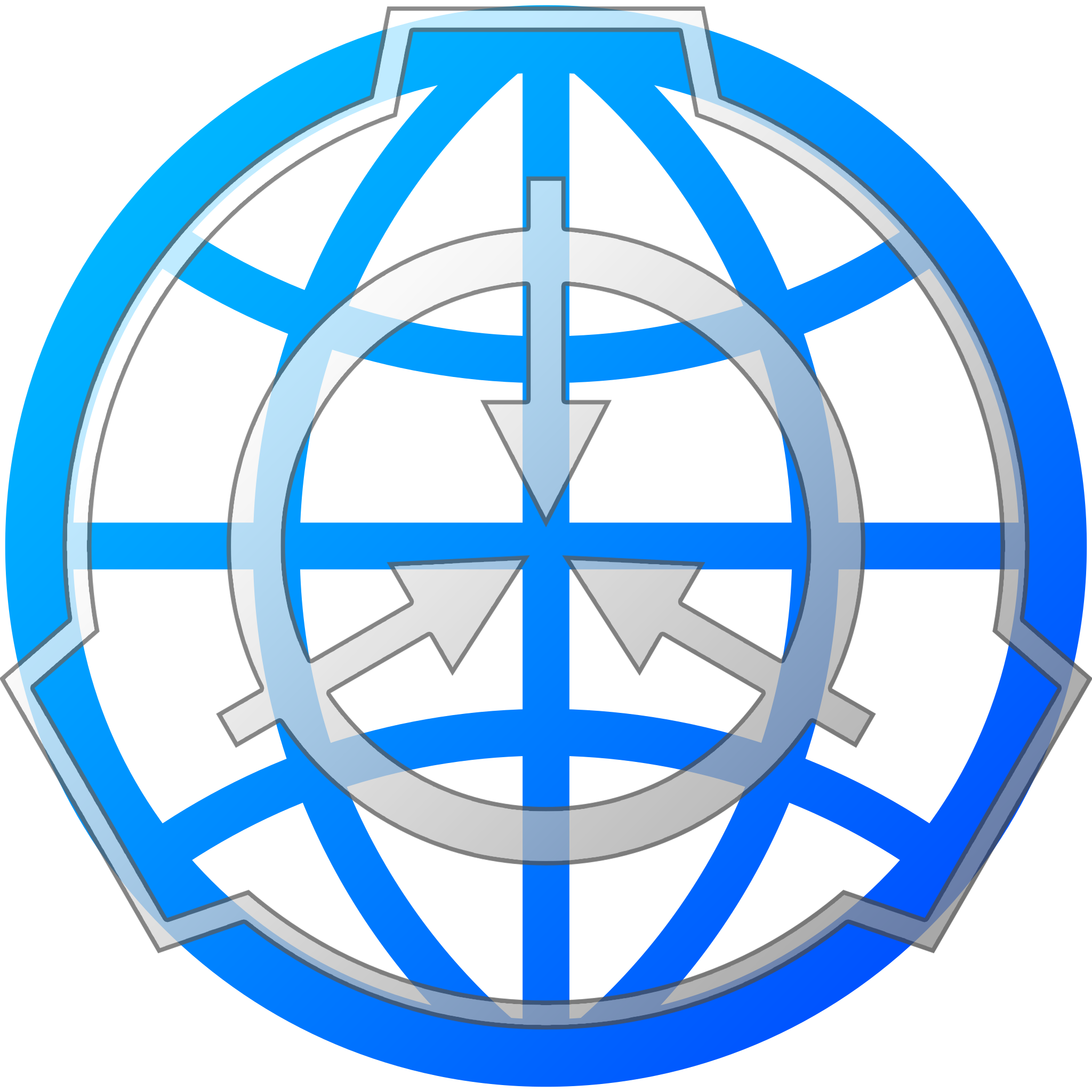 SCP Foundation Emblem with a wireframe of a globe overlayed