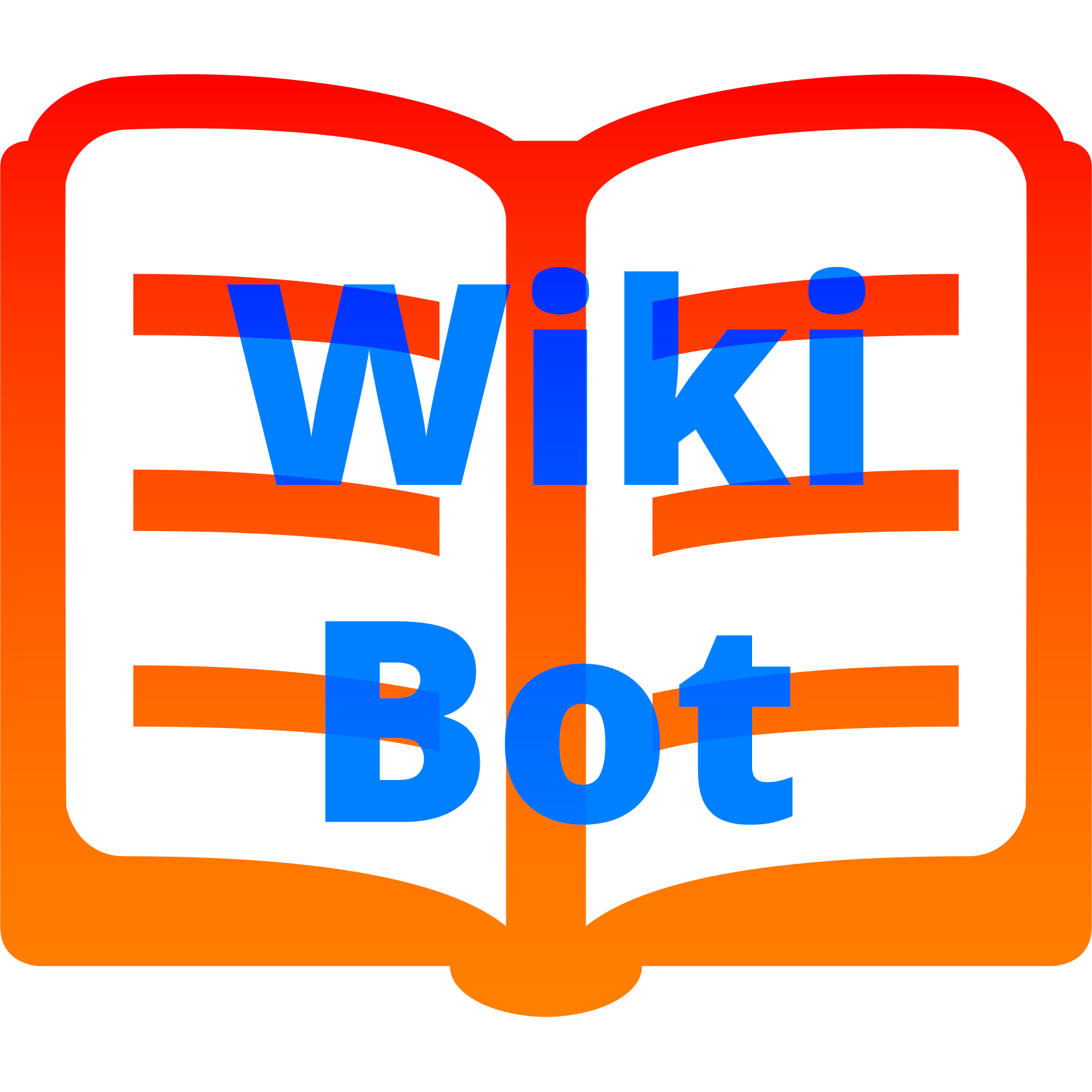 A open book with the word Wikibot overlayed